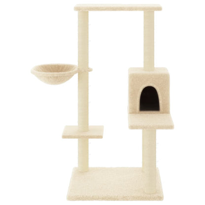 Rascador Para Gatos Con Postes De Sisal Color Crema 95 Cm_2