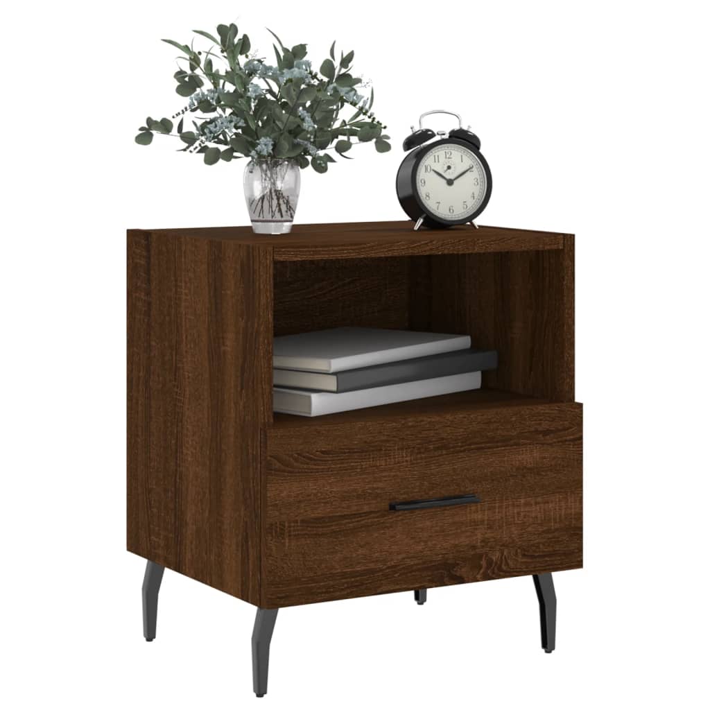 Mesita Noche 2 Uds Madera Ingeniería Marrón Roble 40x35x47,5 Cm_2
