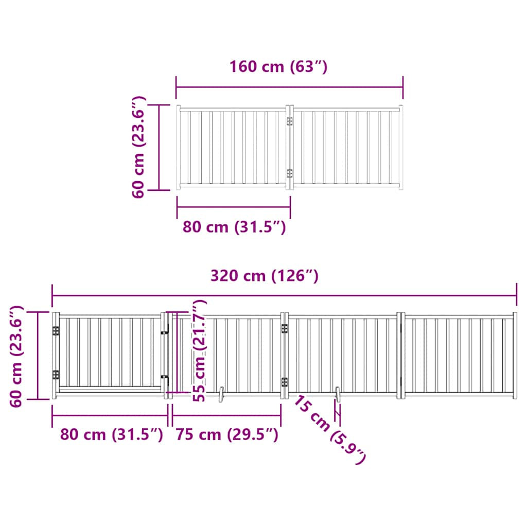 Vidaxl Puerta Para Perros Plegable 8 Paneles Madera De Álamo 640 Cm_2