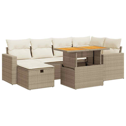 Set Sofás Jardín Y Cojines 8 Pzas Ratán Sintético Acacia Beige / Vetonek_3