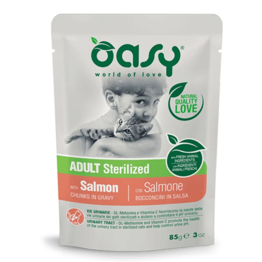 Comida Oasy Trozos En Salsa Para Gato Adulto De Salmon 85g_0