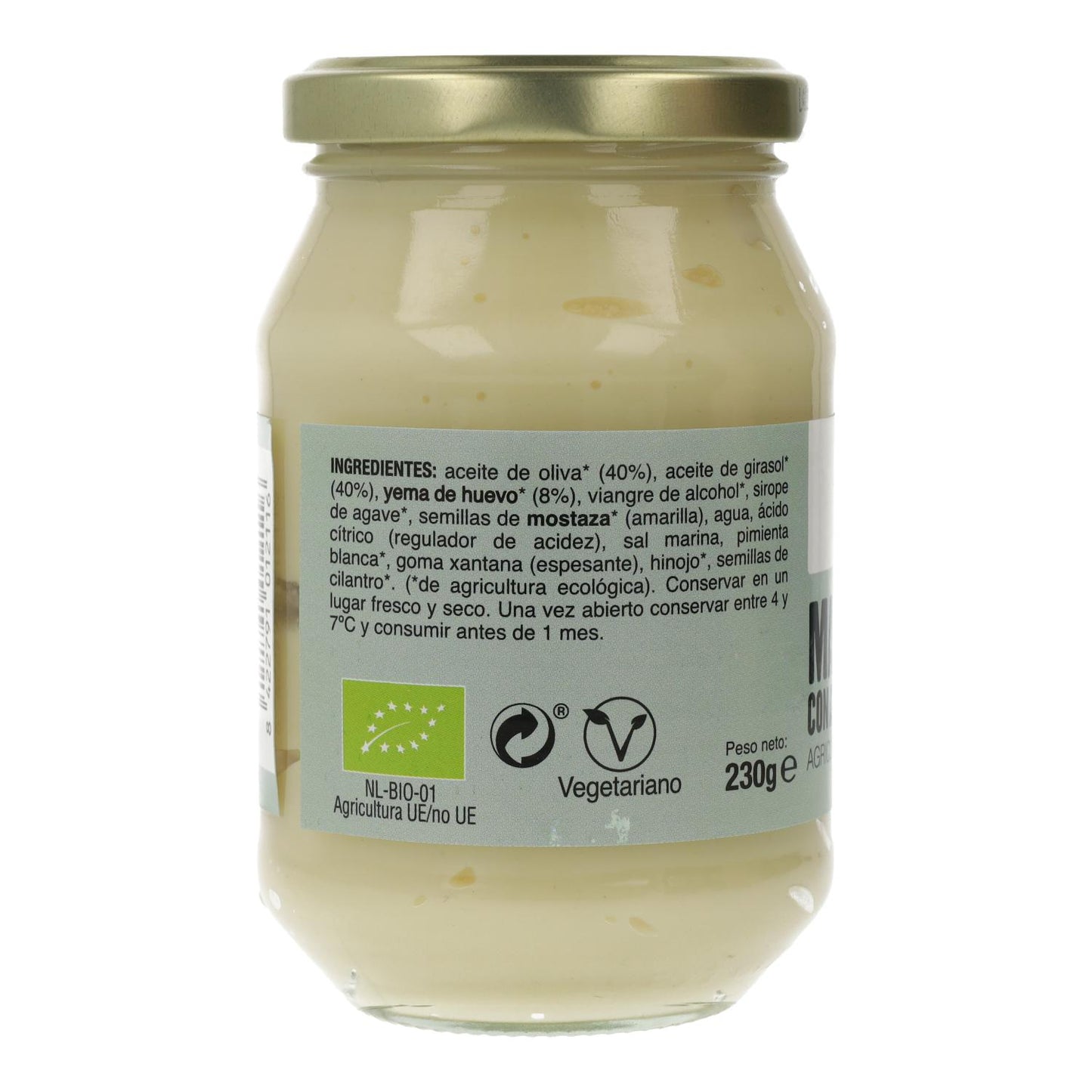 Maionese biológica Vegetalia com azeite em frasco de vidro de 230g