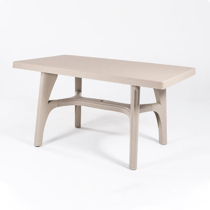 Mesa Terraza Rectangular De 140x80x73 Cm, Rectangular, Resina, Color Arena_2