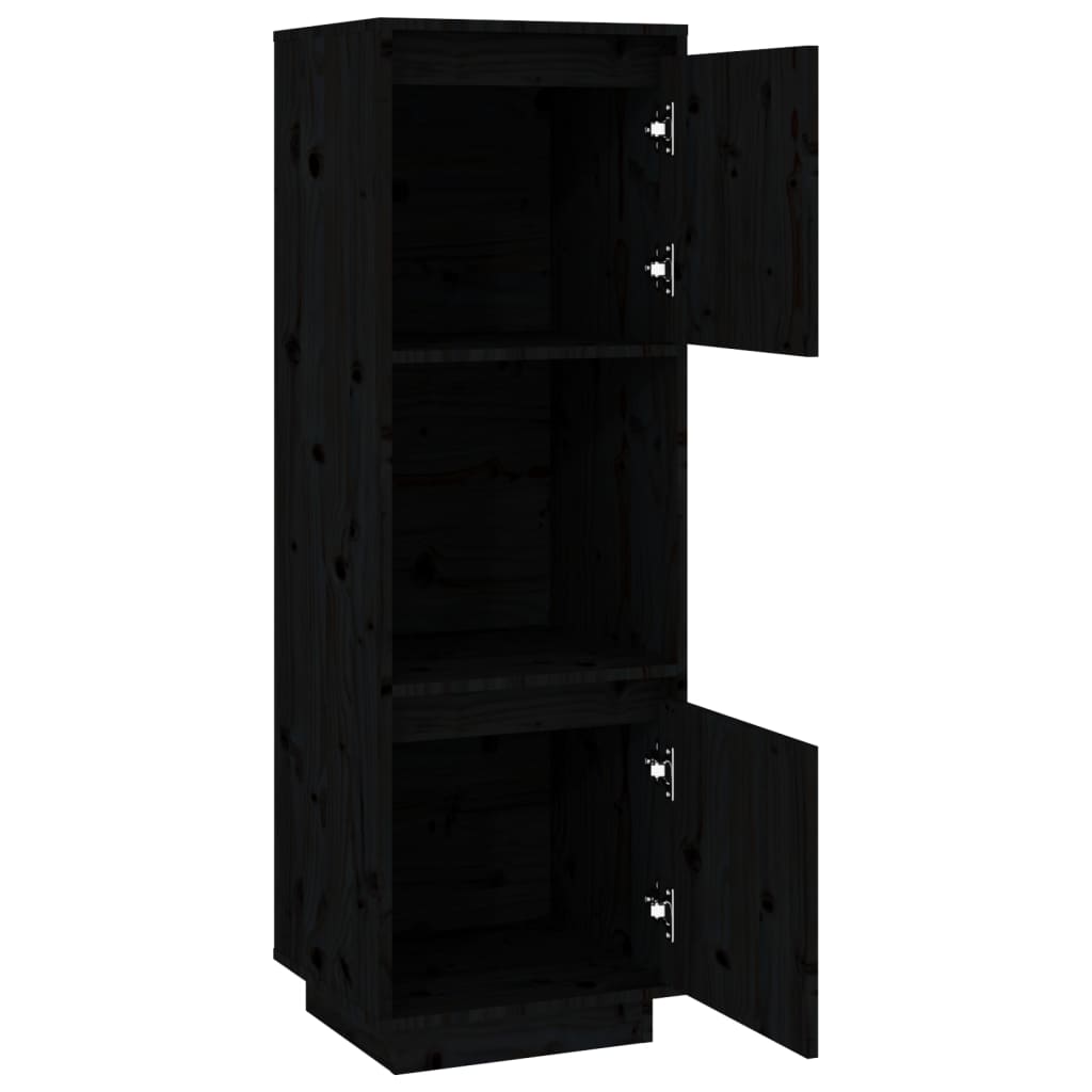Aparador Alto De Madera Maciza De Pino Negro 38x35x117 Cm / Vetonek_4