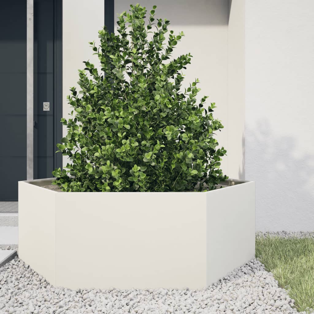 Jardinera Hexagonal Acero Blanco 138x120x45 Cm_1