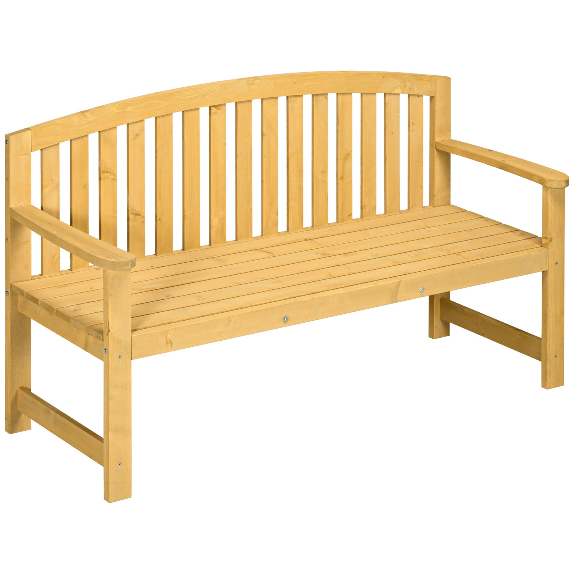 Outsunny Banco De Jardín De 2 Plazas De Madera Con Respaldo 143x51x85 Cm Natural_0