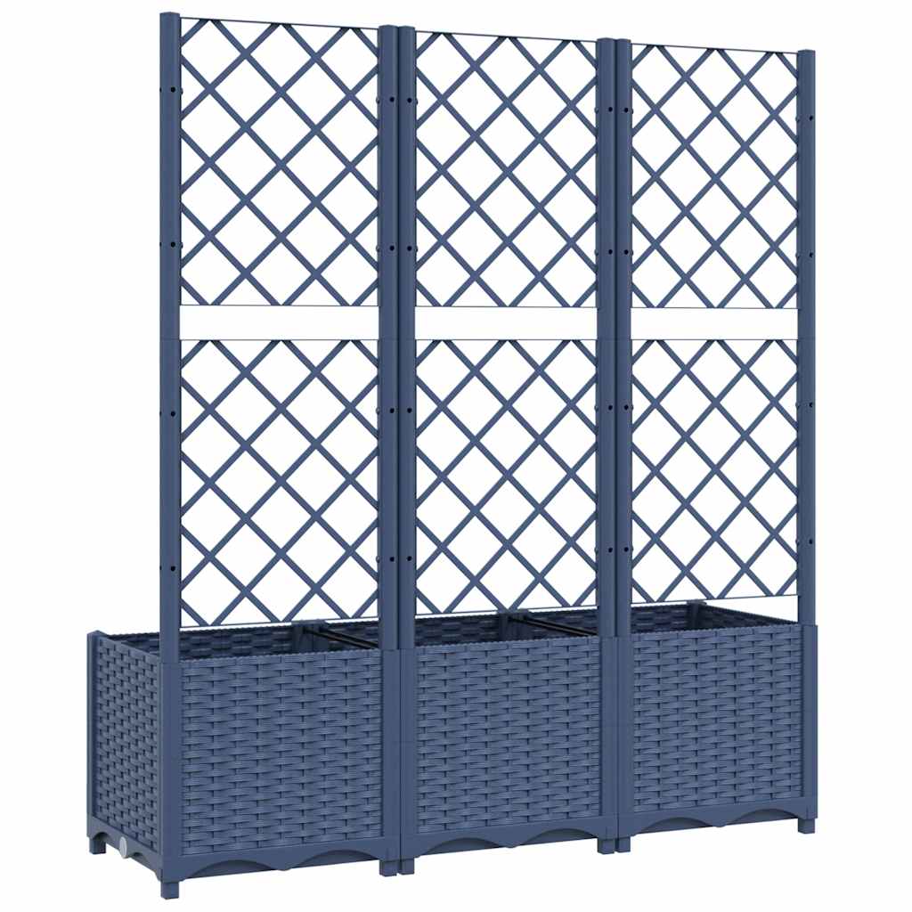 Jardinera Con Enrejado Pp Azul Gris 120x40x136 Cm_3