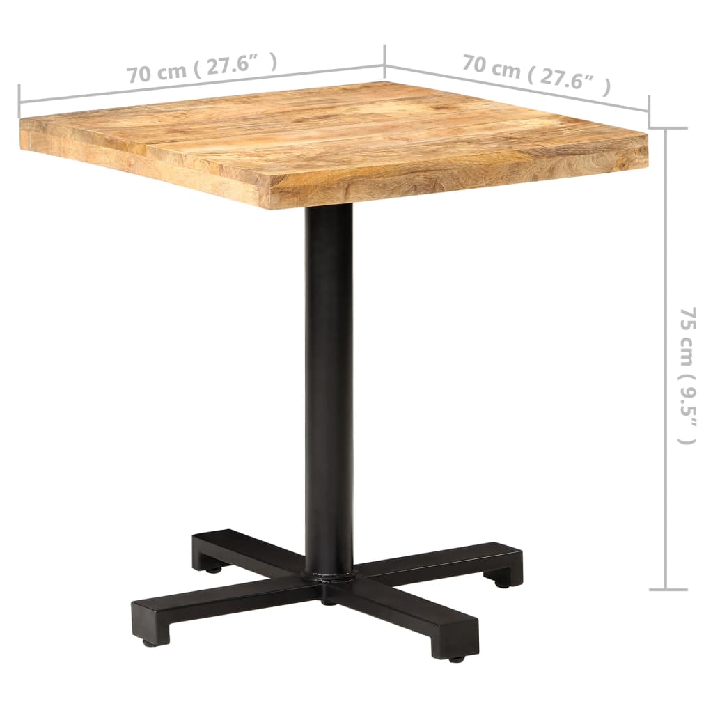Mesa De Bistró Cuadrada Madera De Mango Rugosa 70x70x75 Cm_4