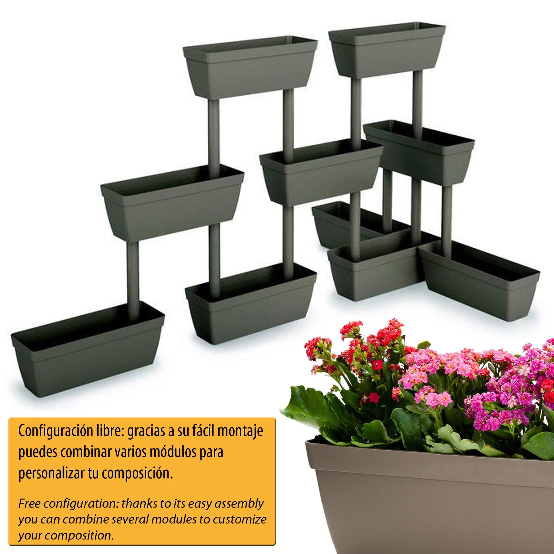 Macetero Vertical De Plástico 3 Niveles