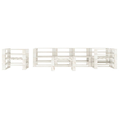 Vidaxl Juego De Muebles De Palés Para Jardín 7 Piezas Madera Blanco_1