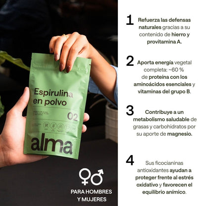 Alma® Espirulina En Polvo 116 G | 100% Pura (ingrediente Único) | Vegana, Sin Gluten Y Sin Azúcares Añadidos_3
