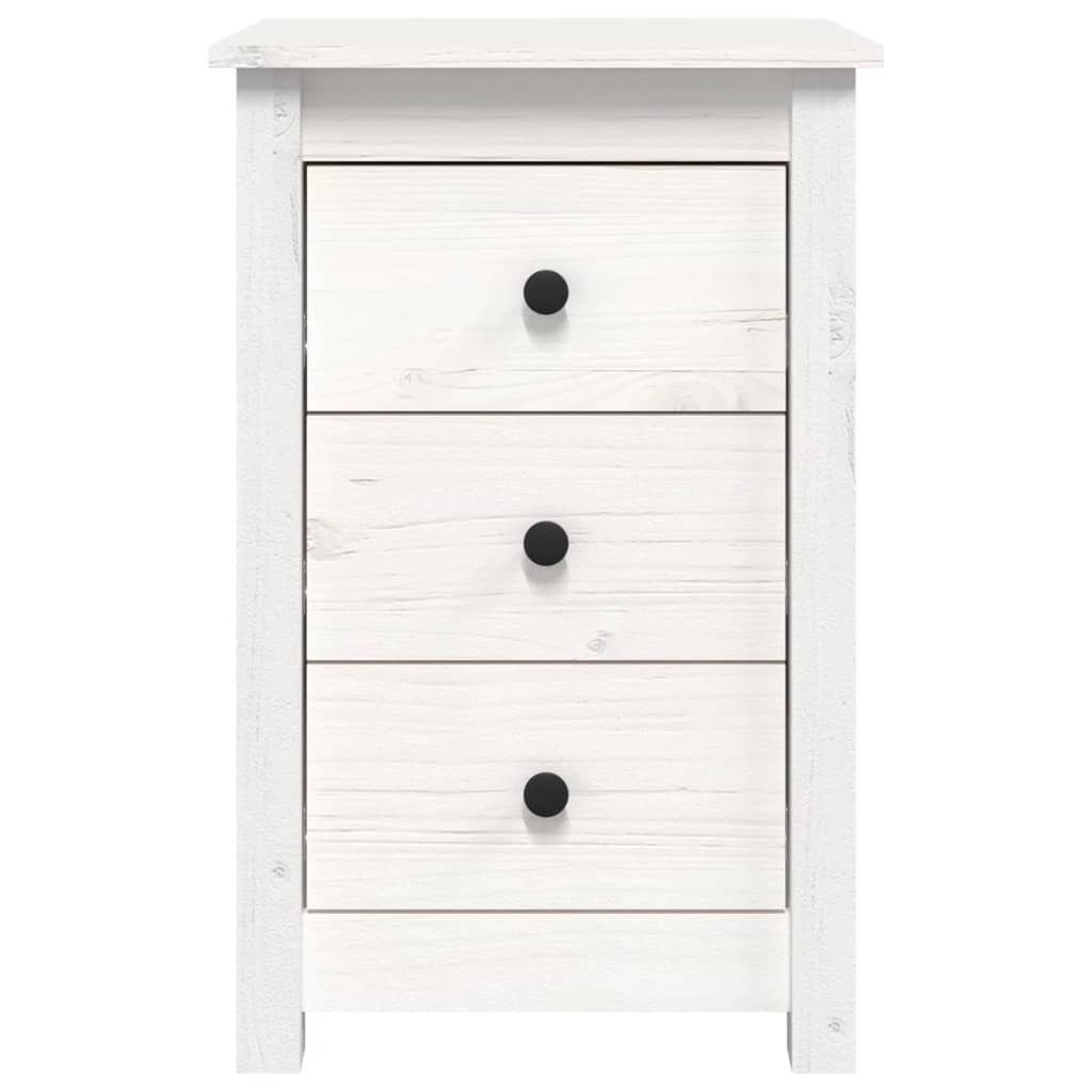 Mesita De Noche Madera Maciza De Pino Blanco 40x35x61,5 Cm_1