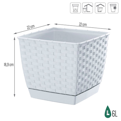 Maceta Ratolla Square 6l., Dimensiones (mm) 220x220x189, Color Blanco_2