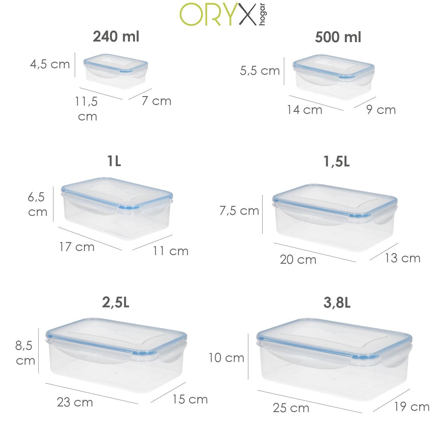 Juego Recipientes Cierres Hermeticos Plastico Rectangulares (6 Piezas)_1