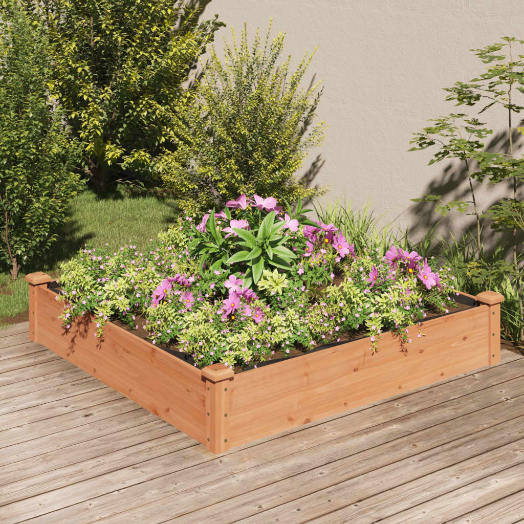 Jardinera Arriate Forro Madera Maciza Abeto Marrón 120x120x25cm_1