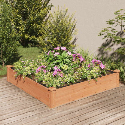 Jardinera Arriate Forro Madera Maciza Abeto Marrón 120x120x25cm_1
