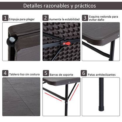 Outsunny Mesa Plegable Portátil Para Camping Mesa Auxiliar Multiusos Marrón 2_5
