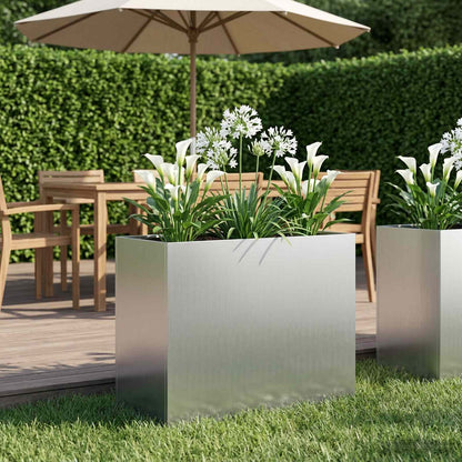 Macetero De Jardín Plateado 60 X 30 X 40 Cm Acero Galvanizado_1