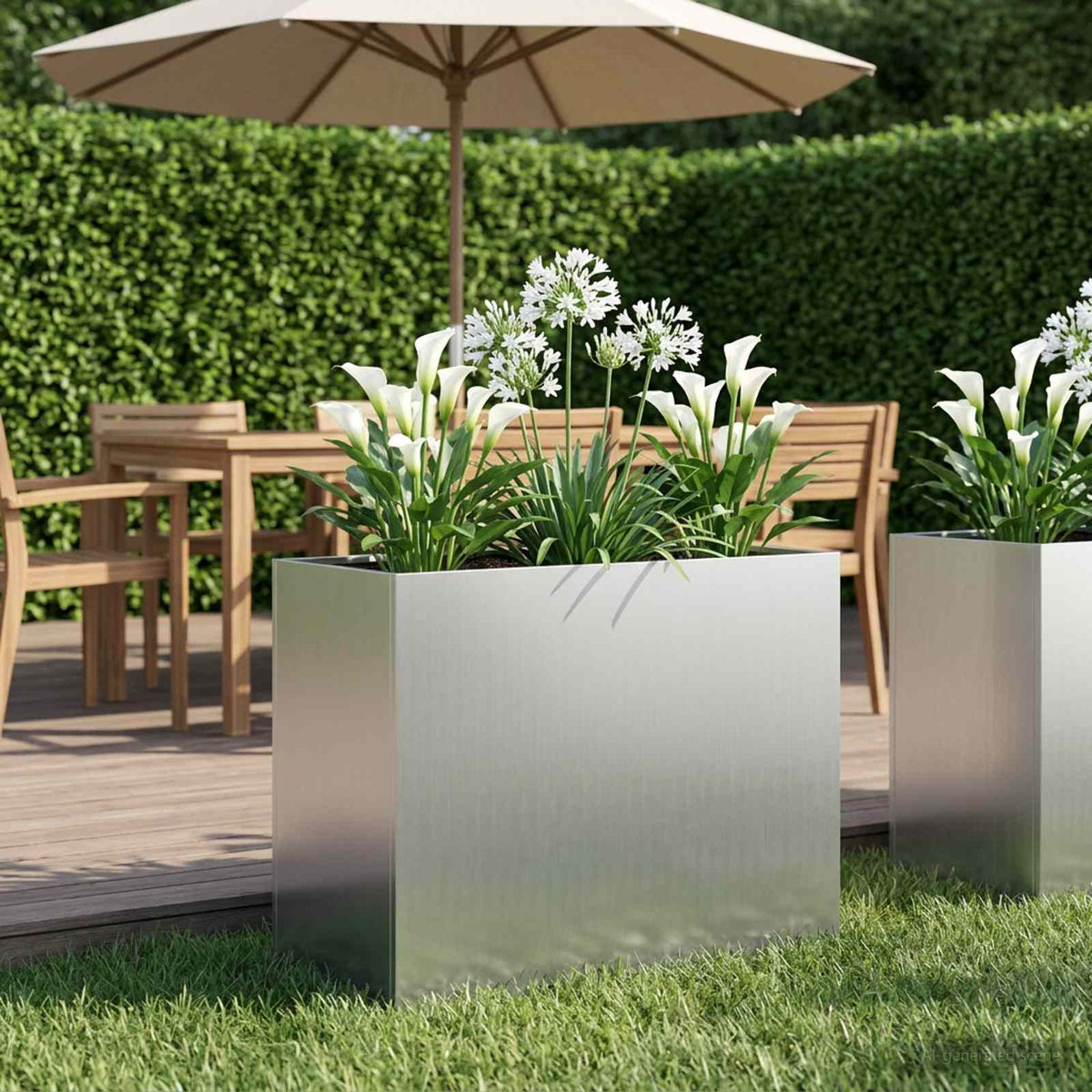 Macetero De Jardín Plateado 60 X 30 X 50 Cm Acero Galvanizado_1