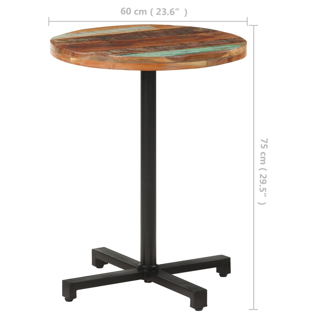 Mesa De Bistró Redonda Madera Maciza Reciclada Ø60x75 Cm_4