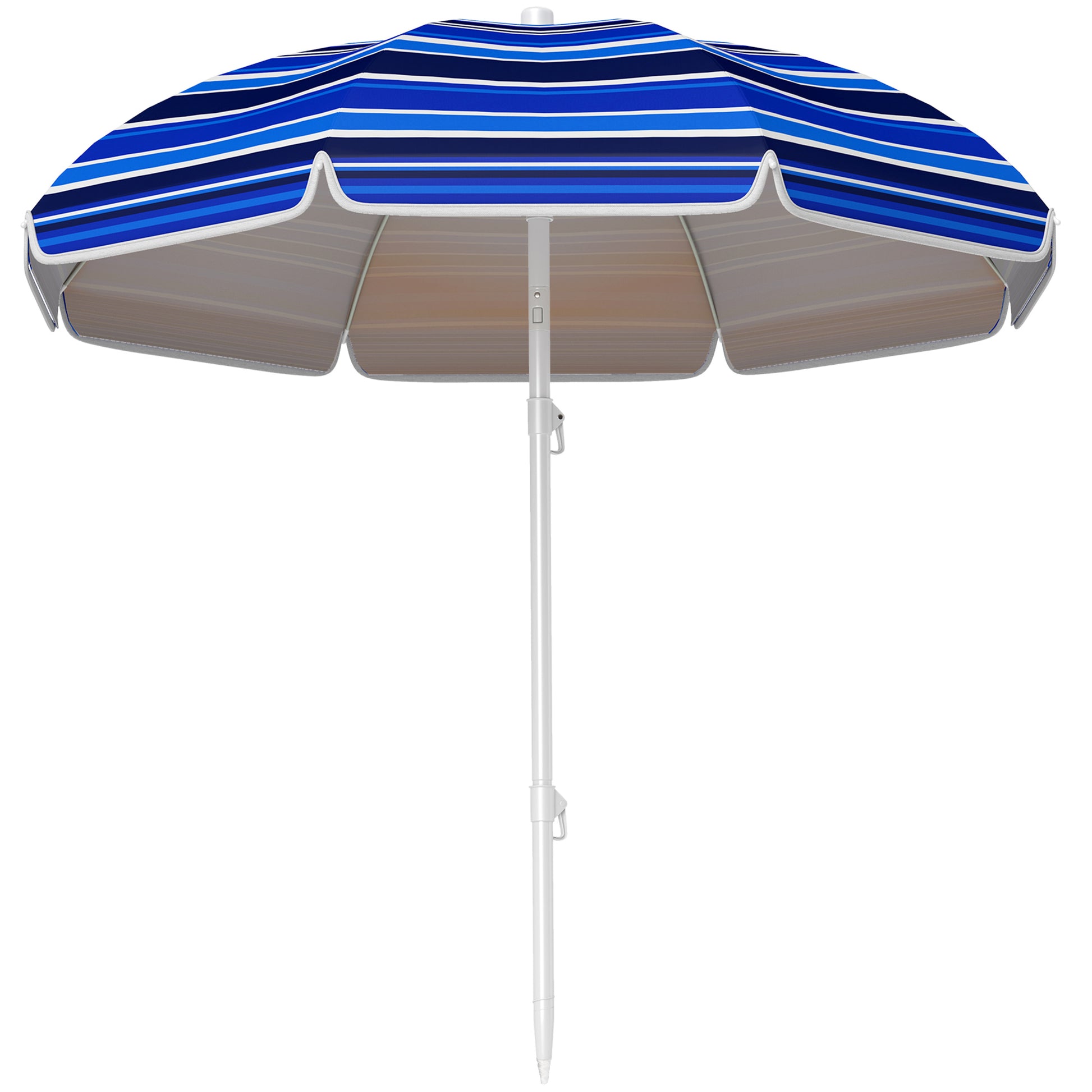 Outsunny Sombrilla De Playa Grande Ø180 Cm Con Ángulo Ajustable Protección Uv50+_0