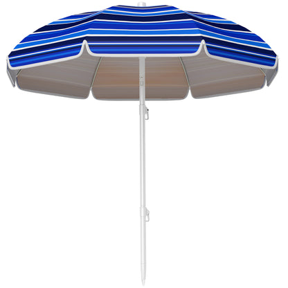 Outsunny Sombrilla De Playa Grande Ø180 Cm Con Ángulo Ajustable Protección Uv50+_0