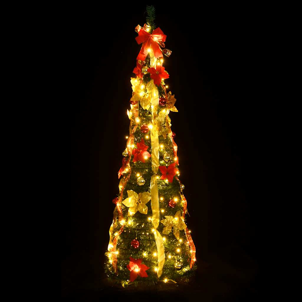 Vidaxl Árbol De Navidad Artificial Desplegable 100 Led Verde 150 Cm_1