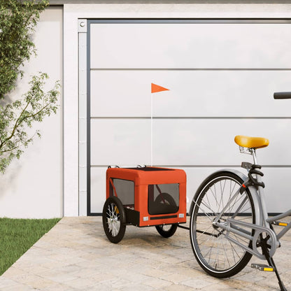 Remolque De Bicicleta Mascotas Hierro Tela Oxford Naranja Negro_1