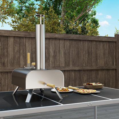 Outsunny Mini Horno De Pizza Exterior Portátil De Acero Inoxidable Con_1