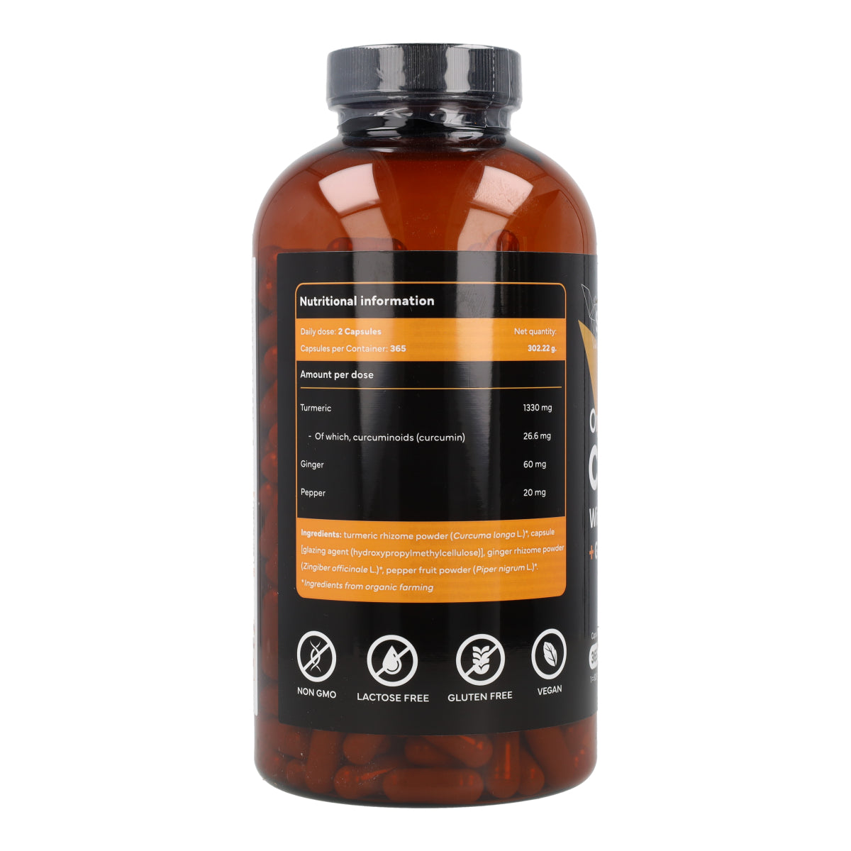 Cúrcuma + Jengibre Sevens Nutrition 365 cápsulas