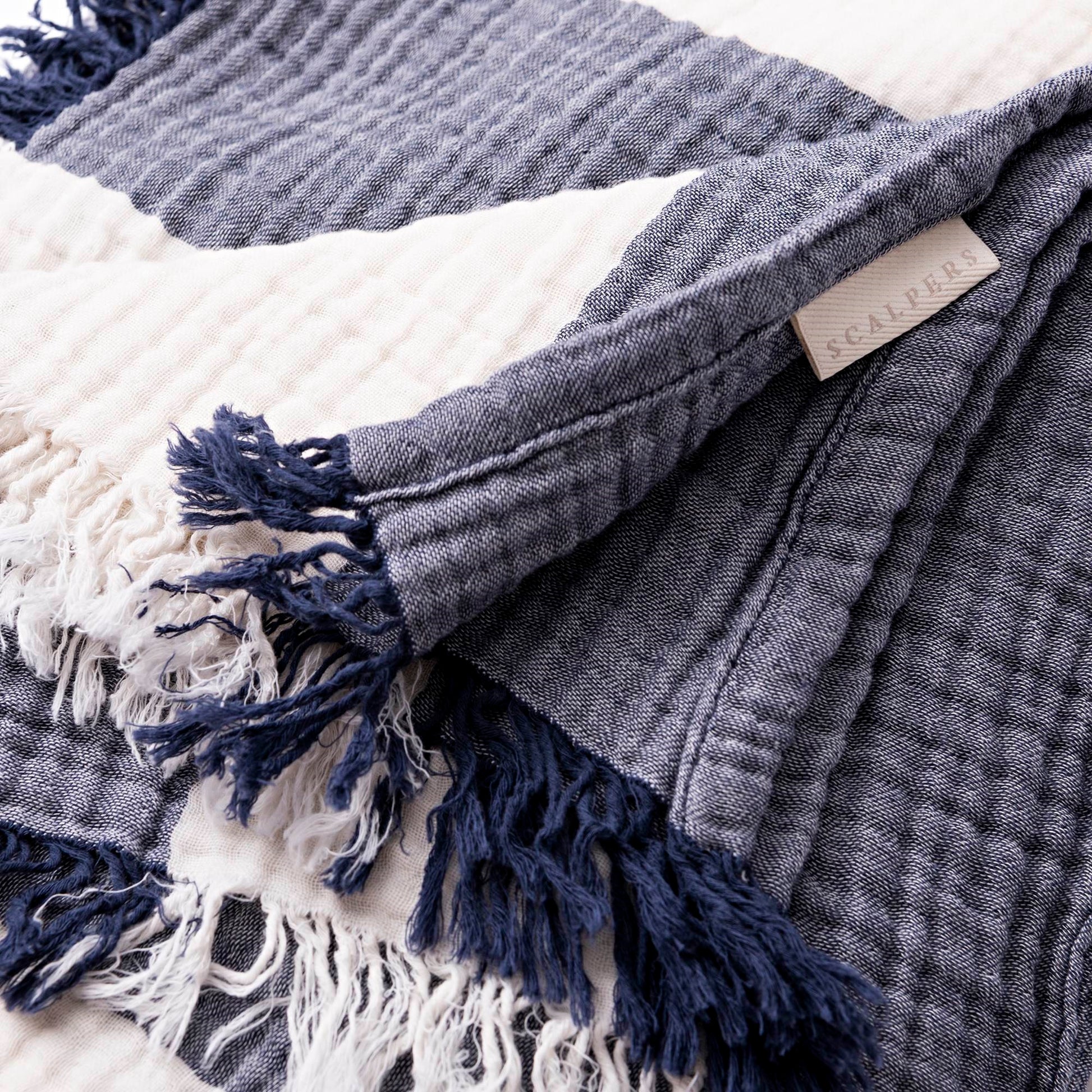 Manta Rayas 140x190cm 100% Algodón 240gsm Navy Mediterranean Scalpers Home