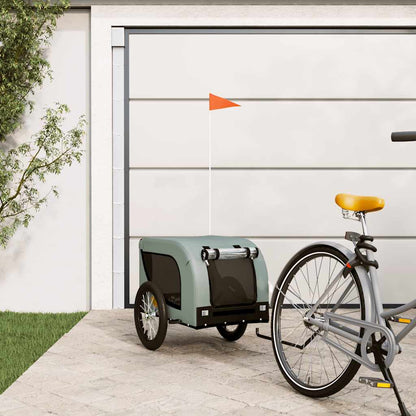 Remolque De Bicicleta Mascotas Hierro Tela Oxford Gris Negro_1