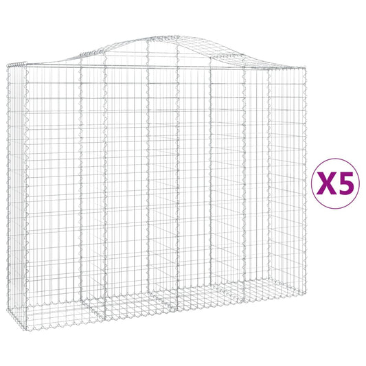 Cestas De Gaviones 5 Uds Forma De Arco Hierro 200x50x160/180 Cm_0