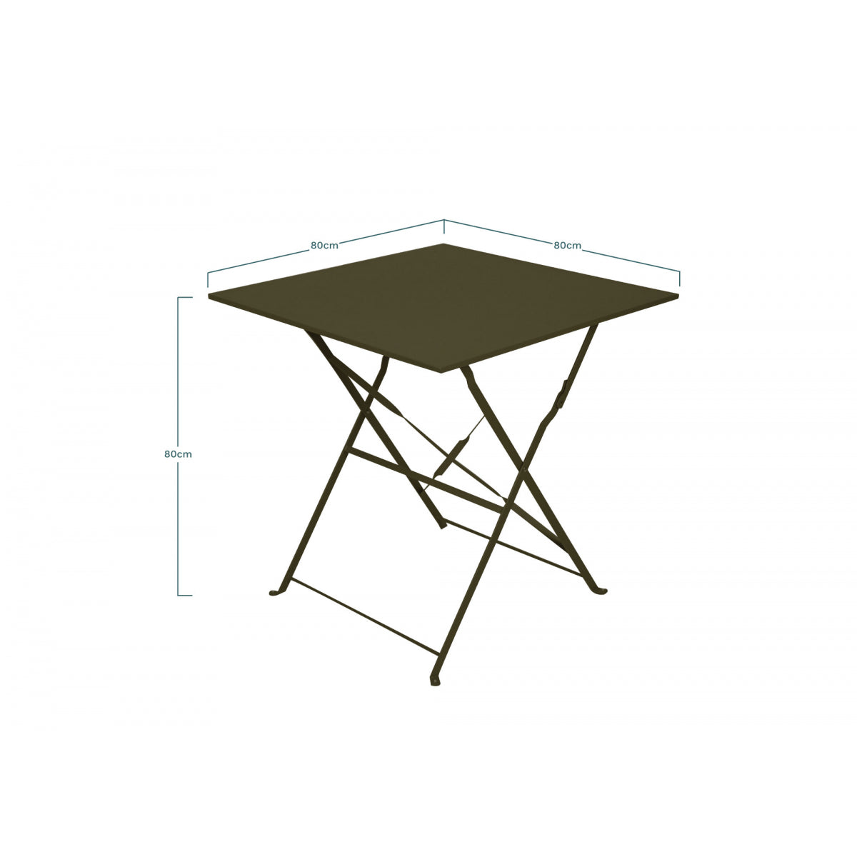 Mesa De Jardín Plegable Bistrot Cuadrada 2 Personas Caqui 70x70cm- Mobiliario De Jardín_1