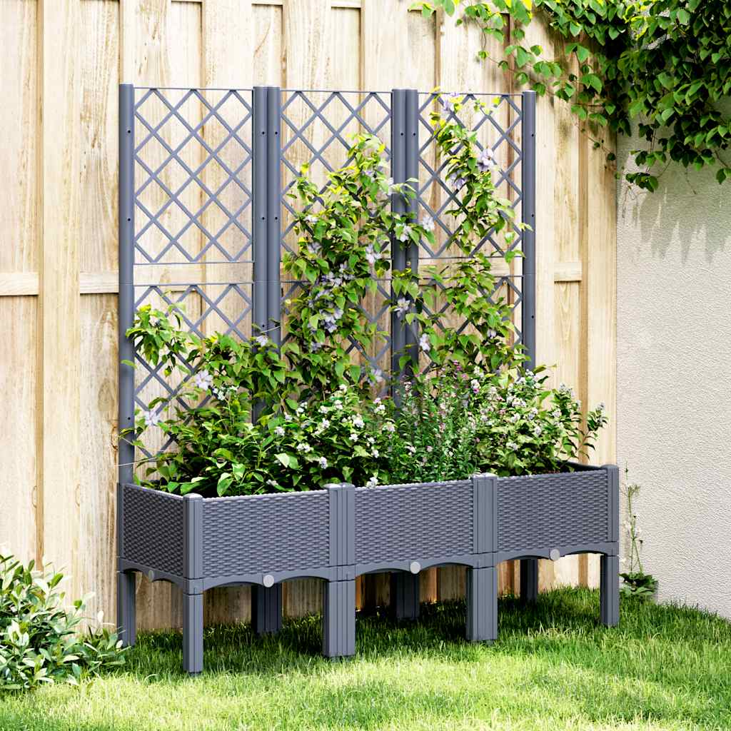 Jardinera Con Enrejado Pp Azul Gris 120x40x142 Cm_1
