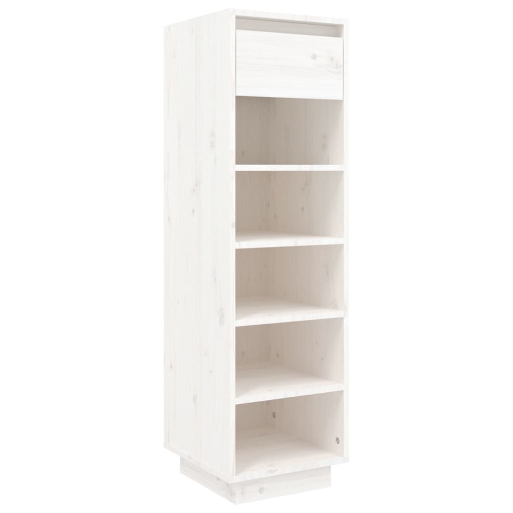 Mueble Zapatero De Madera Maciza De Pino Blanco 30x34x105 Cm / Vetonek_0