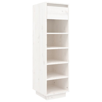Mueble Zapatero De Madera Maciza De Pino Blanco 30x34x105 Cm / Vetonek_0