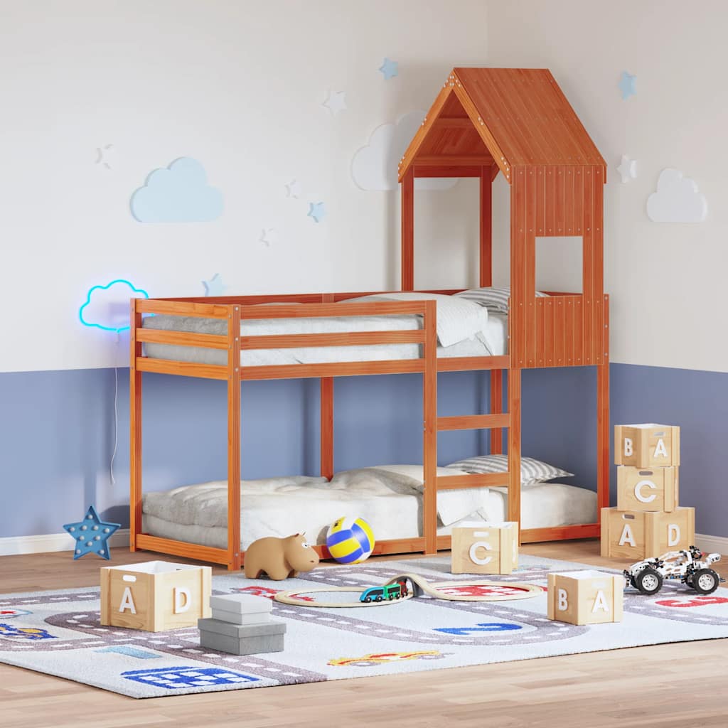 Techo De Cama Infantil Madera Maciza Pino Marrón 55x99x139,5 Cm_1