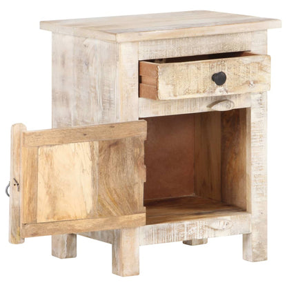 Mesita De Noche De Madera De Acacia Rugosa 40x30x50 Cm_0