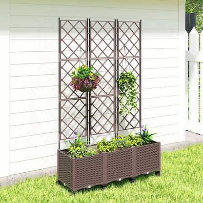 Outsunny Jardinera Con Enrejado Ruedas Para Cultivos Verduras 120x40x192 Cm_4