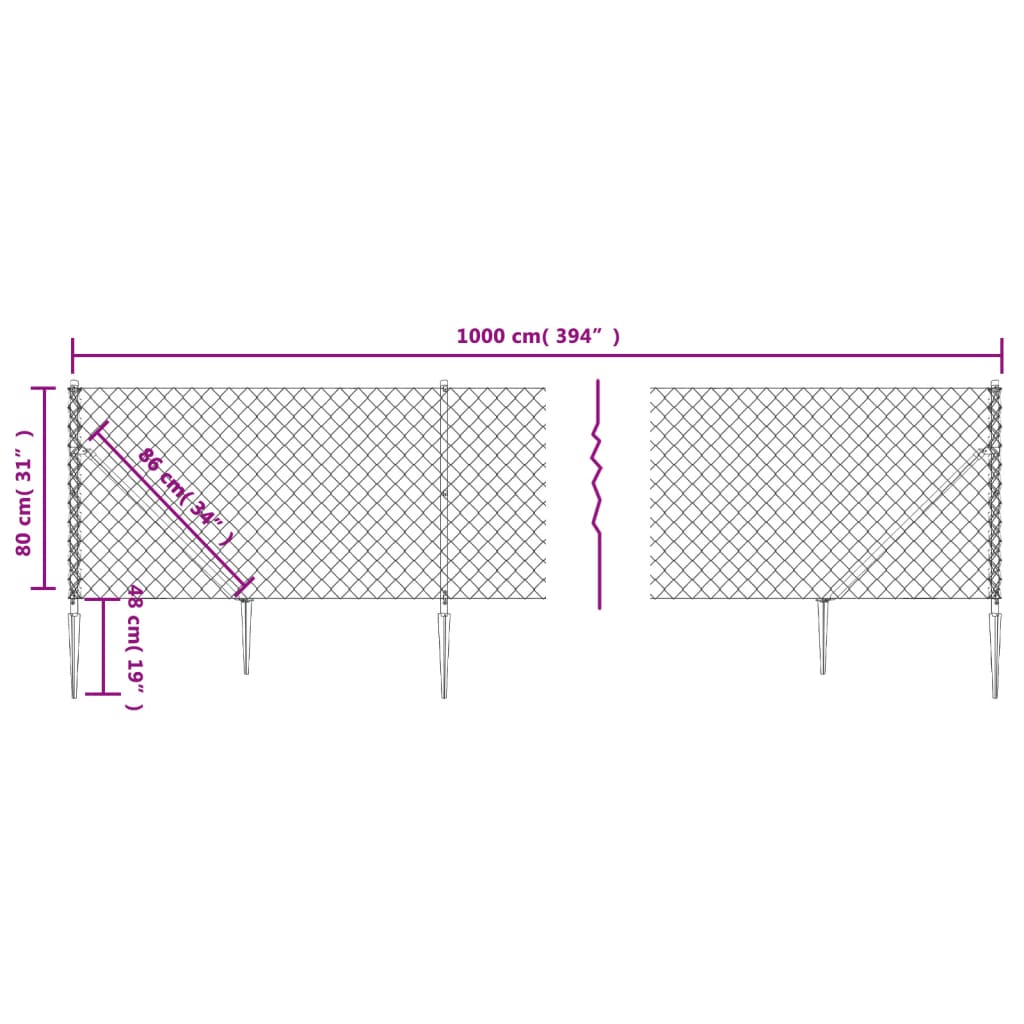Cerca De Alambre Con Pinchos De Anclaje Gris Antracita 0,8x10 M / Vetonek_1