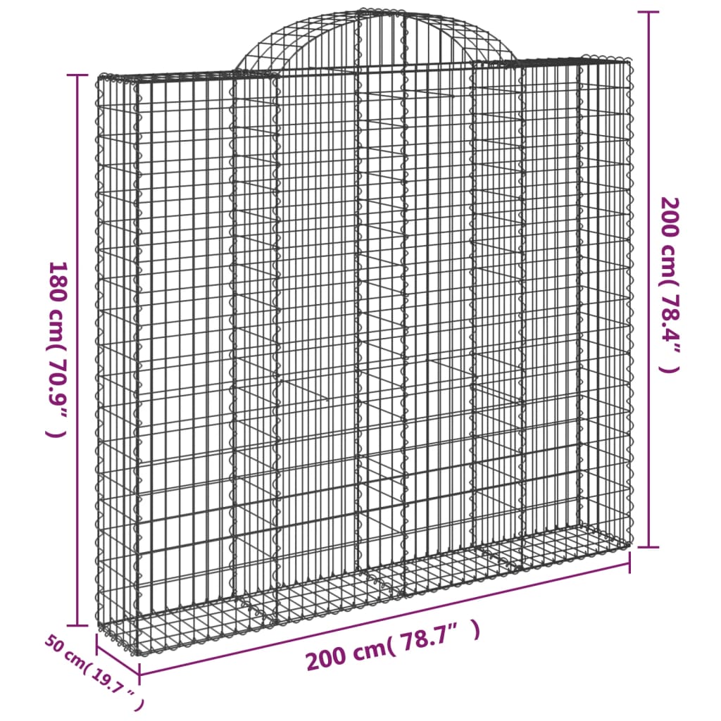 Cestas Gaviones 11 Uds Forma De Arco Hierro 200x50x180/200 Cm_5