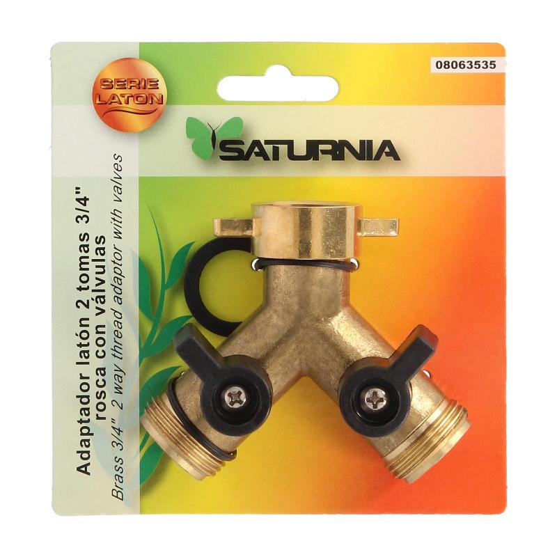 Adaptador Manguera Laton 2 Tomas Macho 3/4, Duplicador Grifo, Adaptador 2 Vias, Entrada 3/4 Hembra_0