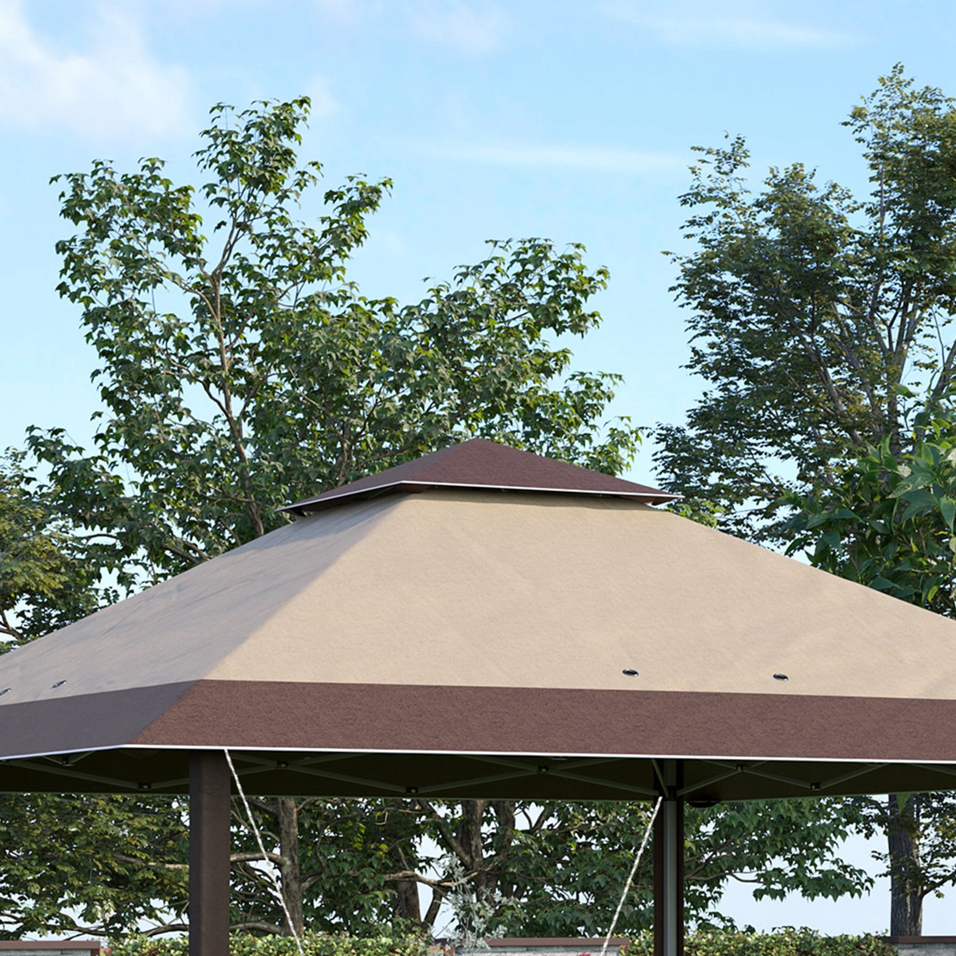 Outsunny Carpa Plegable 3,85x3,85 M Con Doble Techo Caqui Y Café_3