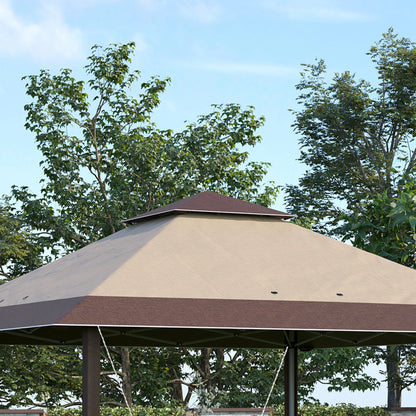 Outsunny Carpa Plegable 3,85x3,85 M Con Doble Techo Caqui Y Café_3