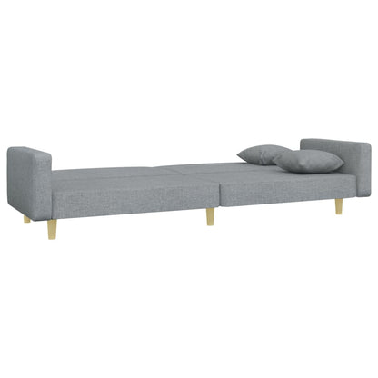 Sofá Cama De 2 Plazas Con Taburete Tela Gris Claro / Vetonek_4