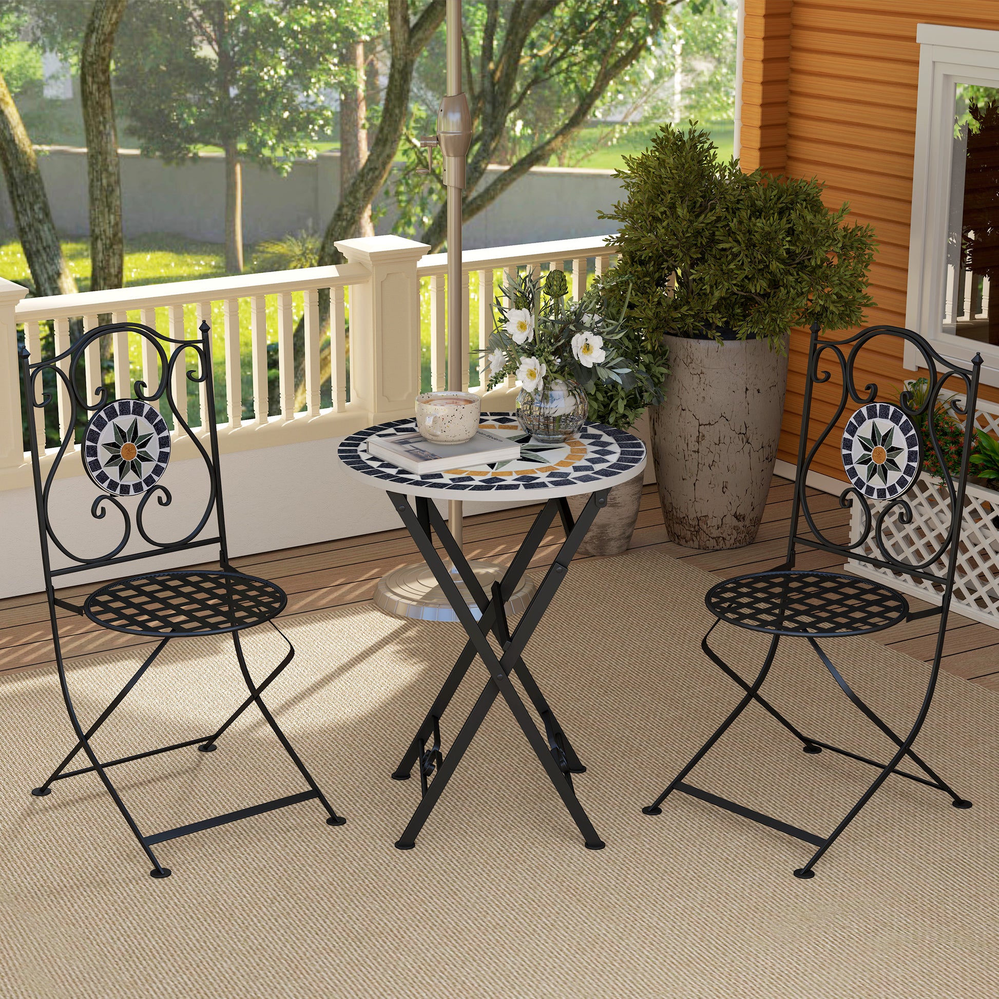 Outsunny Conjunto De Jardín Exterior De 3 Piezas Para Terraza Patio Multicolor_4