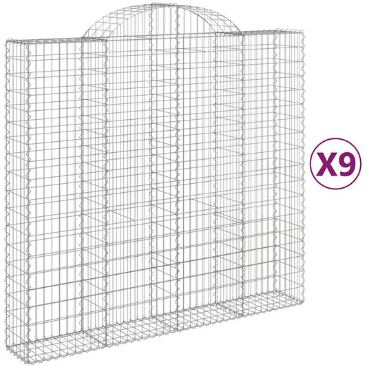Cestas De Gaviones 9 Uds Forma De Arco Hierro 200x50x180/200 Cm_0