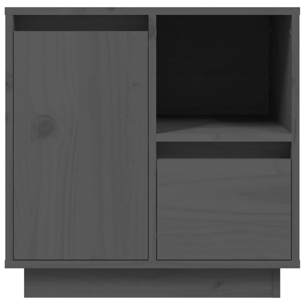Mesita De Noche Madera Maciza De Pino Gris 50x34x50 Cm_4