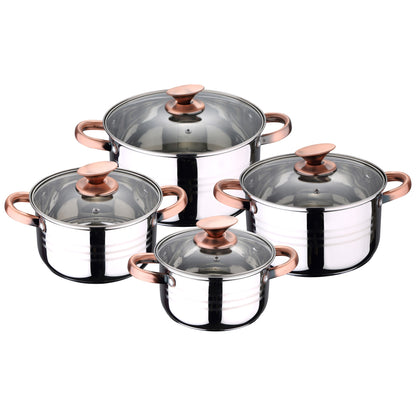 Bateria 8pc Acero Inoxidable Apta Para Inducción + 3 Sartenes 16/20/24 Cm San Ignacio_3